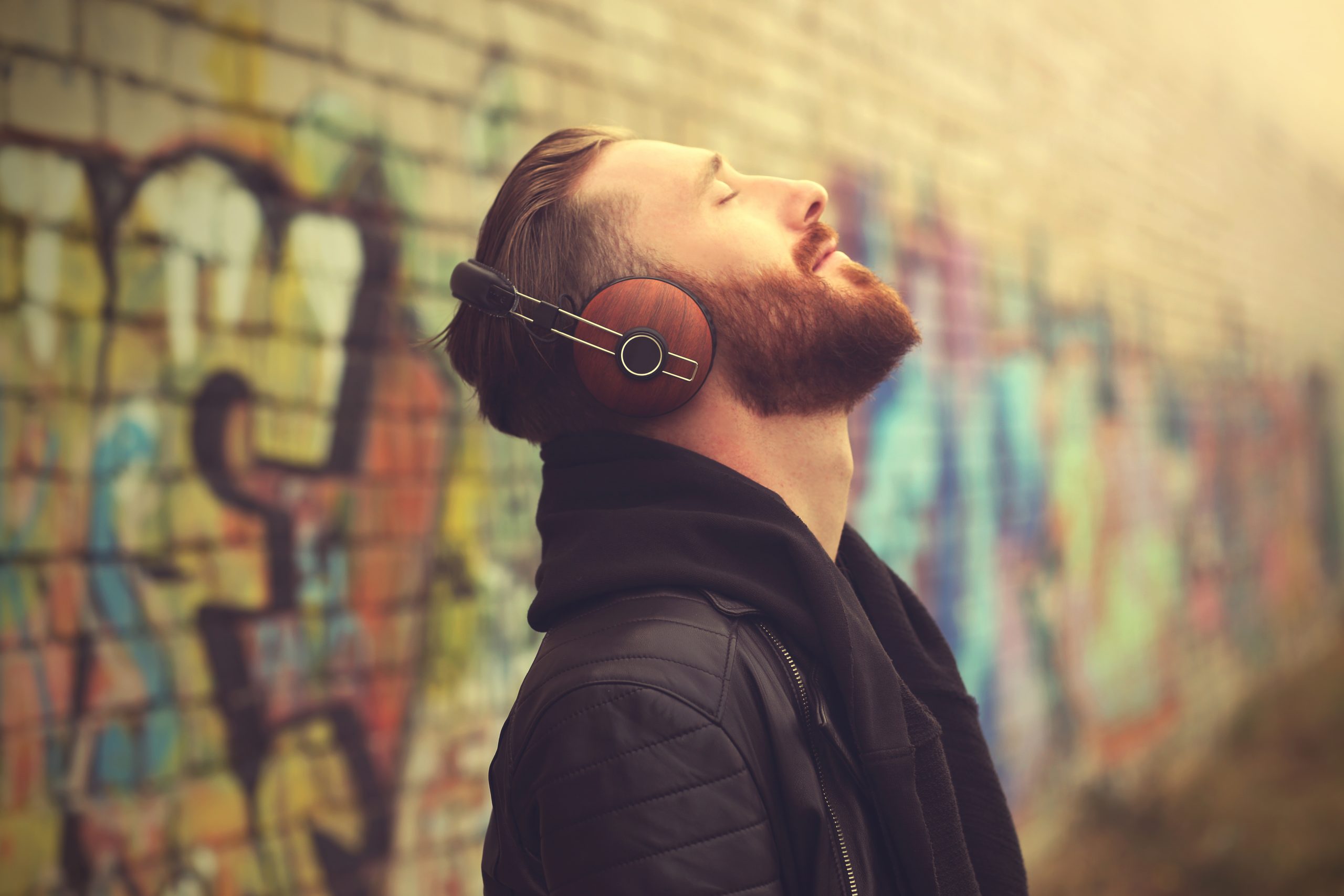 Man listening to headphones