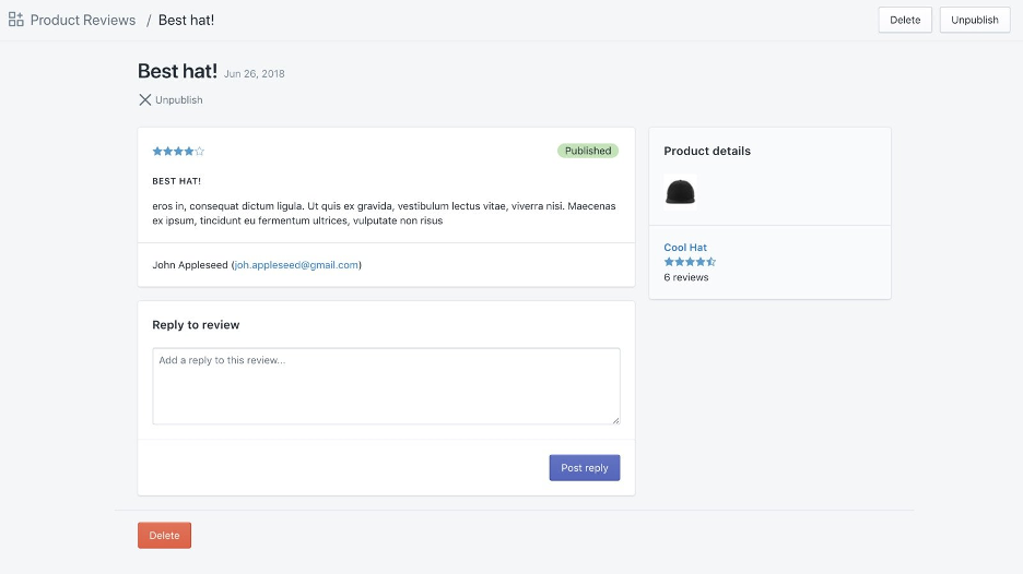 Product Reviews Screenshot