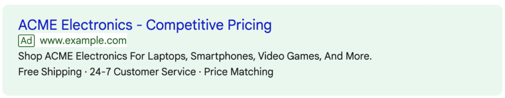 example of callout extension in google ads