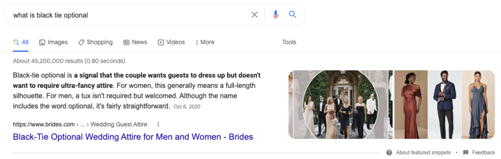 featured snippet with image