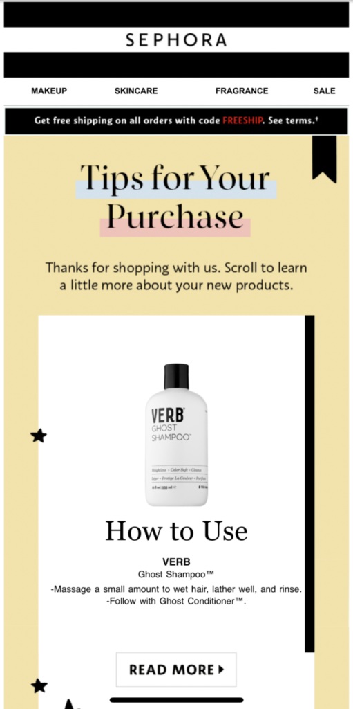 sephora email drip campaign onboarding example