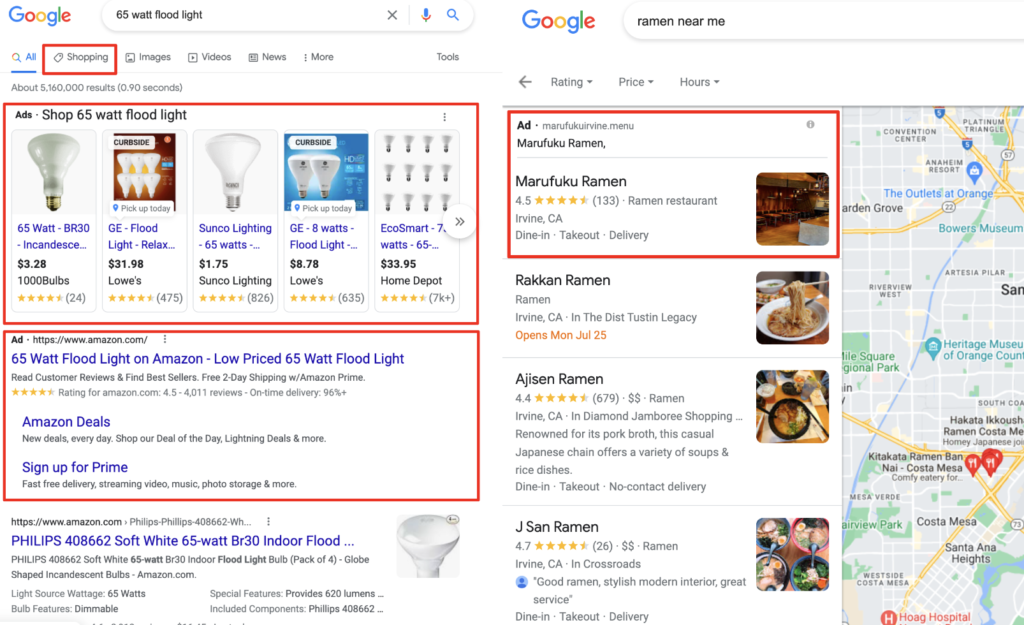 google shopping ad and local ad