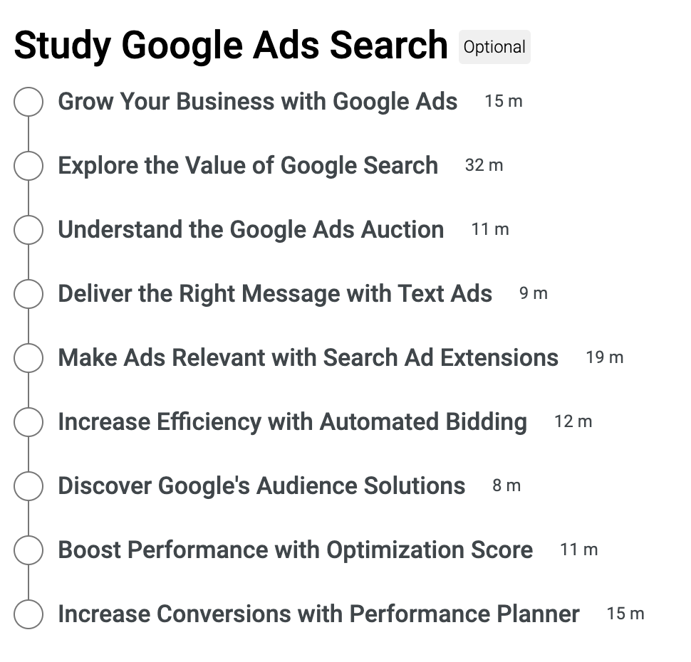google ads search certification lesson plan