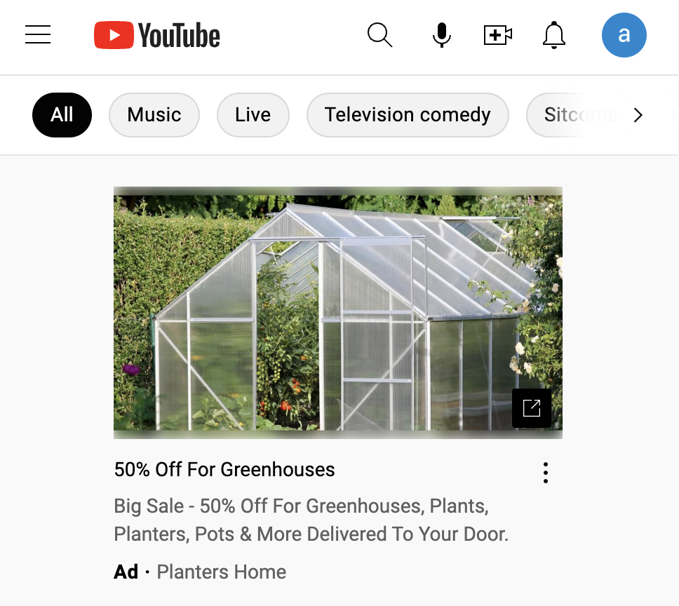 Example of display ad on YouTube