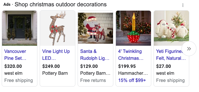 google shopping ads for holiday decorations