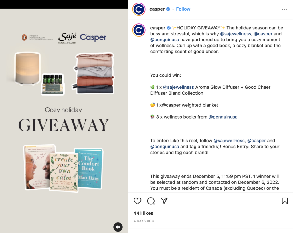 instagram post with giveaway contest
