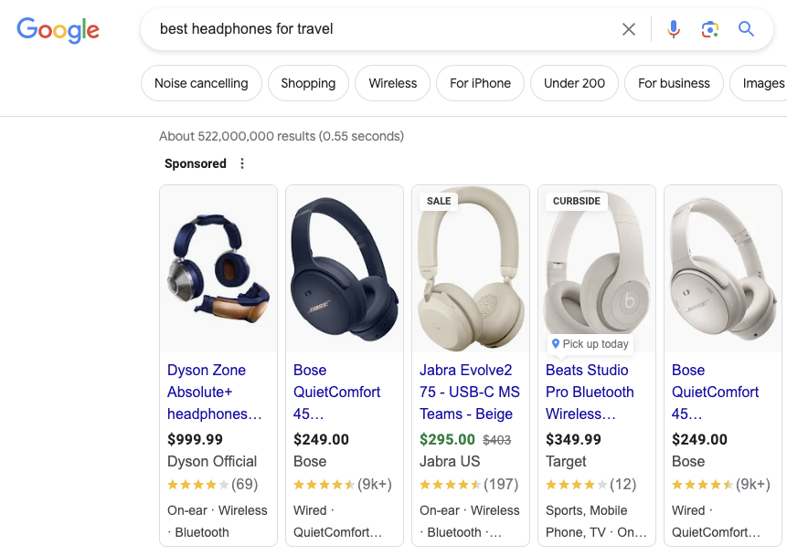 example of google shopping ads