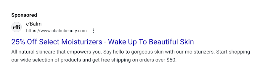 example google ad copy that focuses on benefits