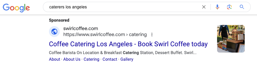 google ad for local business with sitelink extension